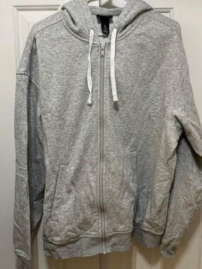 H&M Men's Light Gray Zip-Up Hooded Sweater